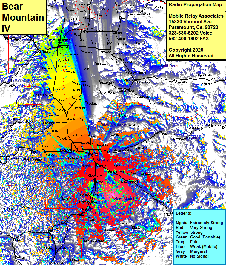 heat map radio coverage Bear Mountain IV